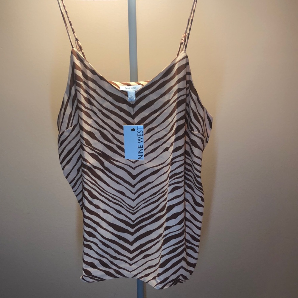 Nine West Brown Zebra Print Women's Top